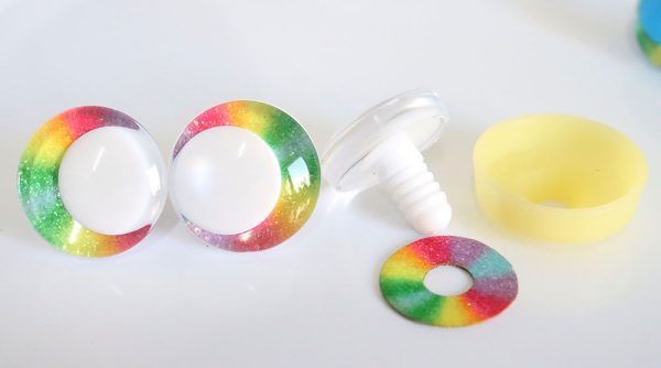 10pupil option  with Rainbow  disc 3D offcentre eyes clear toy eyes with sinker washer  25mm-30mm  option  for craft doll -R3-A - Image 7