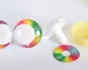 rainbow disc 3D offcentre eyes white pupil clear toy eyes with sinker washer 14mm-35mm option for craft doll -R3-A