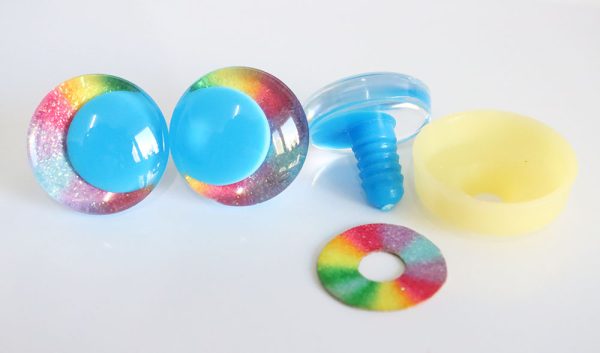 10pupil option  with Rainbow  disc 3D offcentre eyes clear toy eyes with sinker washer  25mm-30mm  option  for craft doll -R3-A - Image 9