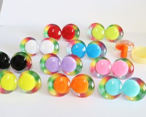10pupil option with Rainbow disc 3D offcentre eyes clear toy eyes with sinker washer 25mm-30mm option for craft doll -R3-A