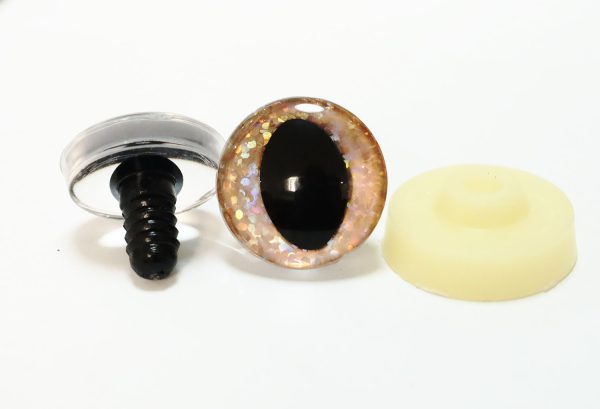 B11-Champagne Gold color disc 3D cat eyes black pupil  toy eyes with sinker washer 10mm-30mm option  for craft doll