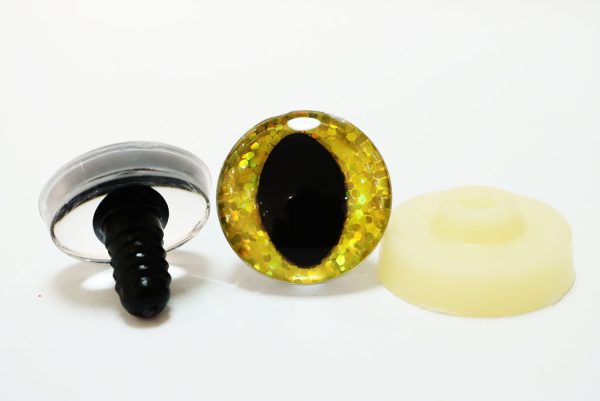 B11-gold color disc 3D cat eyes black pupil  toy eyes with sinker washer 10mm-30mm option  for craft doll