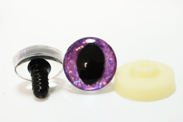 B11-purple  color disc 3D cat eyes black pupil  toy eyes with sinker washer 10mm-30mm option  for craft doll
