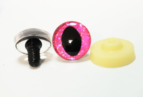 B11-pink  color disc 3D cat eyes black pupil  toy eyes with sinker washer 10mm-30mm option  for craft doll
