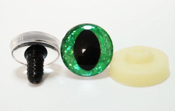 B11-green color disc 3D cat eyes black pupil  toy eyes with sinker washer 10mm-30mm option  for craft doll