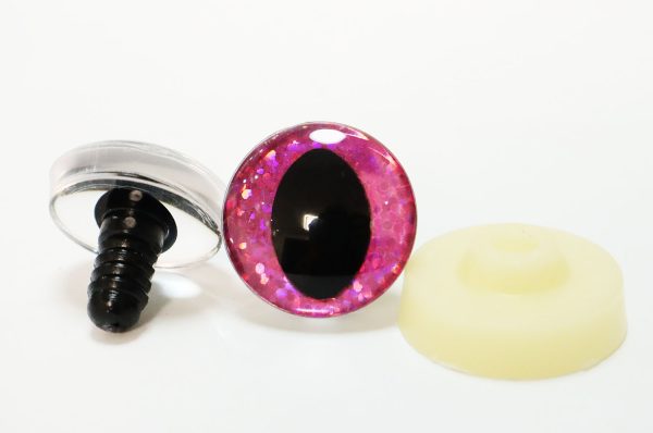 B11-dark pink color disc 3D cat eyes black pupil  toy eyes with sinker washer 10mm-30mm option  for craft doll