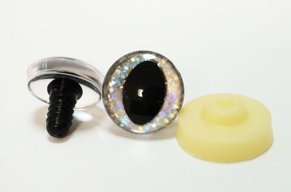B11-silver color disc 3D cat eyes black pupil  toy eyes with sinker washer 10mm-30mm option  for craft doll