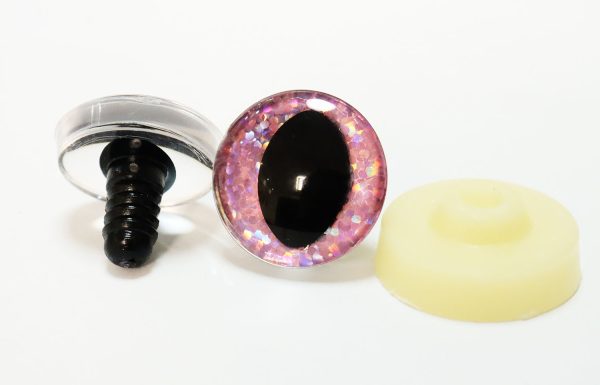 B11-light pink color disc 3D cat eyes black pupil  toy eyes with sinker washer 10mm-30mm option  for craft doll