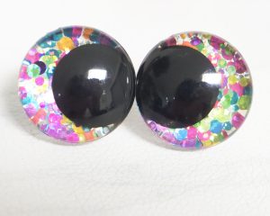 -mixed color black pupil handpaint eyes 3D offcentre eyes with sinker washer-25mm-30mm