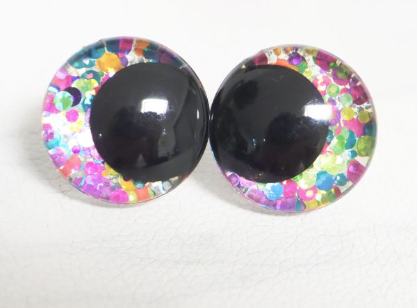 -mixed color black pupil handpaint eyes 3D offcentre eyes with sinker washer-25mm-30mm