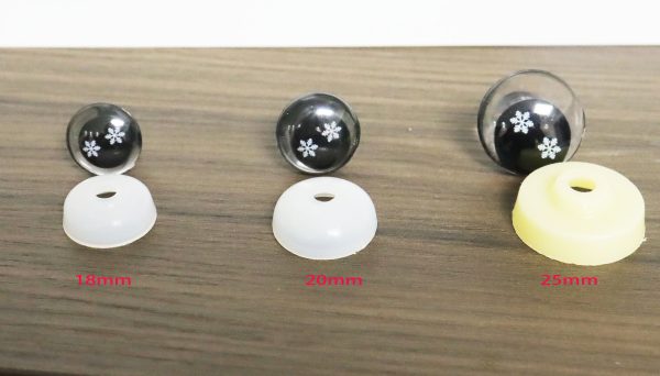 D12-gold  disc 3D offcentre eyes black  pupil with snow toy eyes with hard  washer  option  for craft doll 18mm-20mm-25mm - Image 2