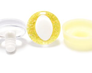 T10-yellow disc 25mm 3D cat  eyes white pupil  toy eyes with sinker washer for diy craft doll findings