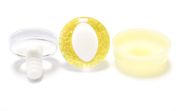 T10-yellow disc 25mm 3D cat  eyes white pupil  toy eyes with sinker washer for diy craft doll findings