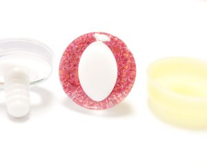 T10-rose red disc 25mm 3D cat eyes white pupil toy eyes with sinker washer for diy craft doll findings