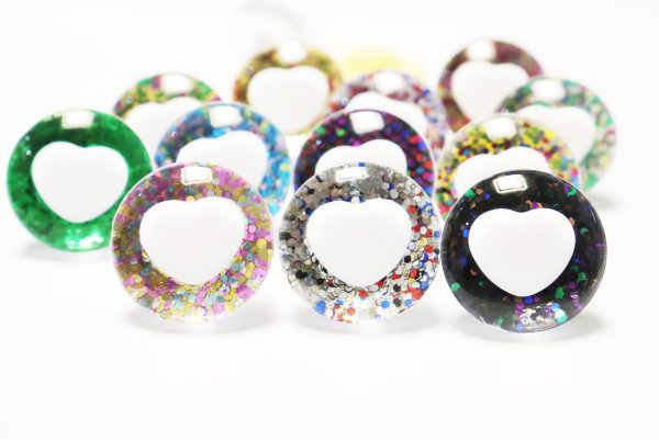 mixed color disc 25mm 3D heart white pupil  toy safety  eyes with sinker washer for diy craft doll findings -HS12 - Image 2