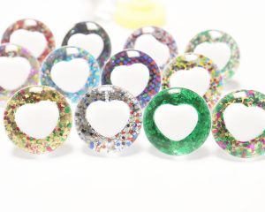 mixed color disc 25mm 3D heart white pupil toy safety eyes with sinker washer for diy craft doll findings -HS12