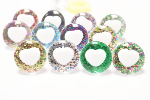 mixed color disc 25mm 3D heart white pupil  toy safety  eyes with sinker washer for diy craft doll findings -HS12