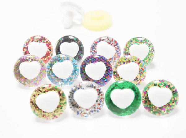 mixed color disc 25mm 3D heart white pupil  toy safety  eyes with sinker washer for diy craft doll findings -HS12 - Image 3
