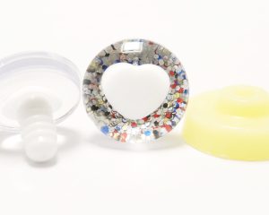 HS12- Silver color disc 25mm 3D heart white pupil  toy safety  eyes with sinker washer for diy craft doll findings