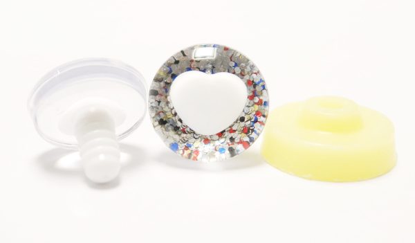HS12- Silver color disc 25mm 3D heart white pupil  toy safety  eyes with sinker washer for diy craft doll findings