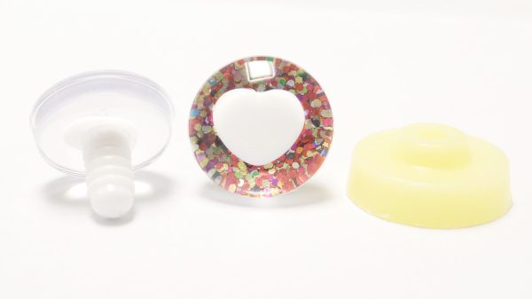 HS12- red color disc 25mm 3D heart white pupil  toy safety  eyes with sinker washer for diy craft doll findings