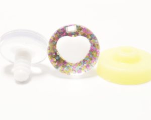 HS12- pink color disc 25mm 3D heart white pupil  toy safety  eyes with sinker washer for diy craft doll findings