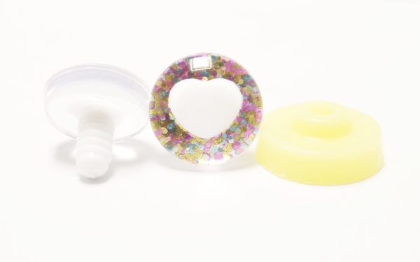 HS12- pink color disc 25mm 3D heart white pupil  toy safety  eyes with sinker washer for diy craft doll findings