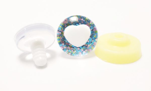 HS12- blue color disc 25mm 3D heart white pupil  toy safety  eyes with sinker washer for diy craft doll findings