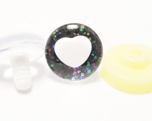 HS12- black color disc 25mm 3D heart white pupil  toy safety  eyes with sinker washer for diy craft doll findings