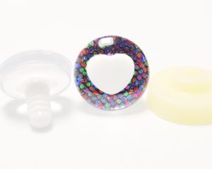 HS12- blue red green color disc 25mm 3D heart white pupil  toy safety  eyes with sinker washer for diy craft doll findings