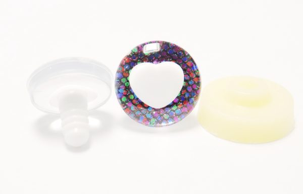 HS12- blue red green color disc 25mm 3D heart white pupil  toy safety  eyes with sinker washer for diy craft doll findings