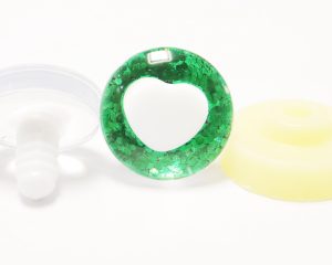 HS12- green color disc 25mm 3D heart white pupil  toy safety  eyes with sinker washer for diy craft doll findings
