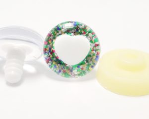 HS12- light green color disc 25mm 3D heart white pupil  toy safety  eyes with sinker washer for diy craft doll findings