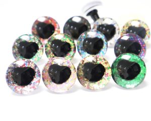 HS12-mixed color disc 25mm 3D heart  black  pupil  toy safety  eyes with sinker washer for diy craft doll findings
