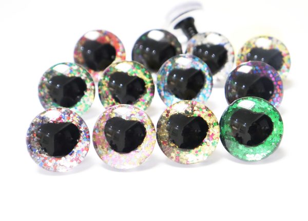 HS12-mixed color disc 25mm 3D heart  black  pupil  toy safety  eyes with sinker washer for diy craft doll findings