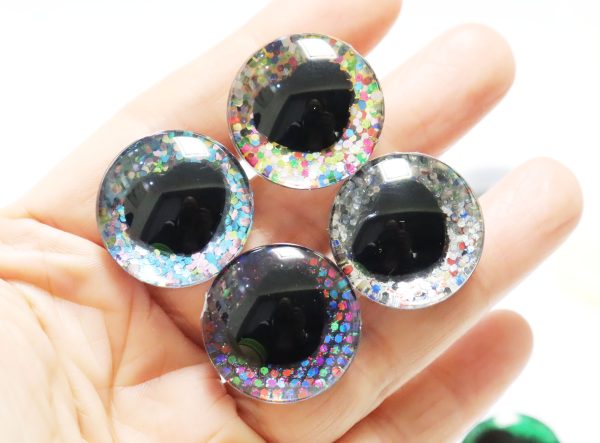 HS12-mixed color disc 25mm 3D heart  black  pupil  toy safety  eyes with sinker washer for diy craft doll findings - Image 3