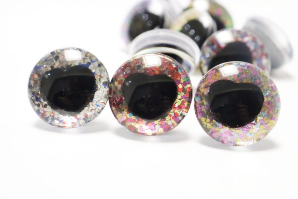 HS12-mixed color disc 25mm 3D heart  black  pupil  toy safety  eyes with sinker washer for diy craft doll findings - Image 4