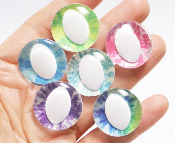 R6-MIXED COLOR disc 25mm 3D cat  eyes white pupil  toy eyes with sinker washer for diy craft doll findings