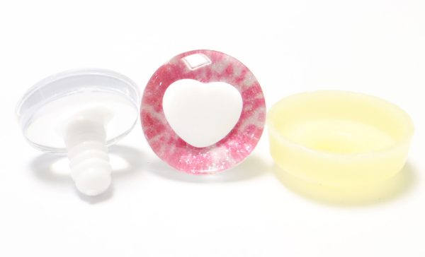 R6-MIXED COLOR disc 25mm 3D heart white pupil  toy eyes with sinker washer for diy craft doll findings