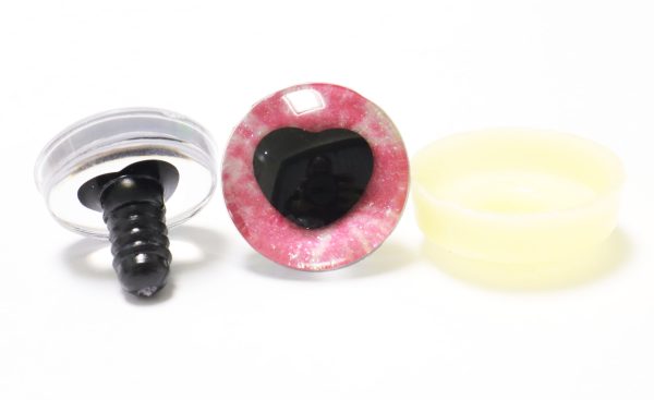 R6-MIXED COLOR disc 25mm 3D heart black pupil  toy eyes with sinker washer for diy craft doll findings - Image 4