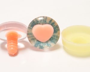 R6-MIXED COLOR disc 25mm 3D heart orange pink pupil  toy eyes with sinker washer for diy craft doll findings