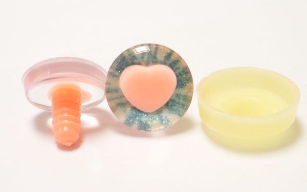 R6-MIXED COLOR disc 25mm 3D heart orange pink pupil  toy eyes with sinker washer for diy craft doll findings