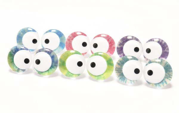 R6-MIXED COLOR disc 25mm 3D offcentre white pupil  toy eyes with sinker washer for diy craft doll findings