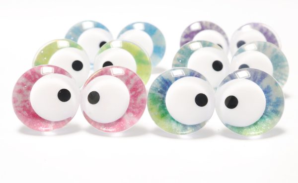 R6-MIXED COLOR disc 25mm 3D offcentre white pupil  toy eyes with sinker washer for diy craft doll findings - Image 3