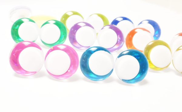 D12-MIXED COLOR 3D offcentre eyes white pupil clear toy eyes with sinker washer  14mm-35mm option  for craft doll - Image 3