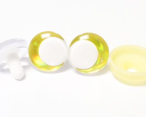 D12-Gold disc 3D offcentre eyes white pupil clear toy eyes with sinker washer  14mm-35mm option  for craft doll