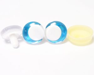 D12-Blue disc 3D offcentre eyes white pupil clear toy eyes with sinker washer  14mm-35mm option  for craft doll