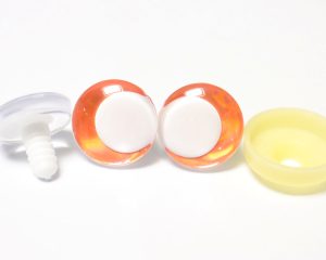 D12-Orange disc 3D offcentre eyes white pupil clear toy eyes with sinker washer  14mm-35mm option  for craft doll