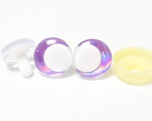 D12-Purple disc 3D offcentre eyes white pupil clear toy eyes with sinker washer  14mm-35mm option  for craft doll