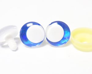 D12-Pdark blue disc 3D offcentre eyes white pupil clear toy eyes with sinker washer  14mm-35mm option  for craft doll